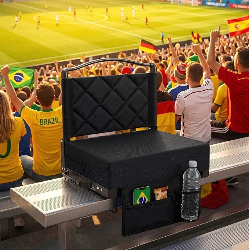 Asientos de Estadio con Soporte para la Espalda y Cojín de Acolchado Grueso, Sillas para Gradas con Acolchado Grueso y Correa para el Hombro, Sillas Plegables Portátiles para Estadio para