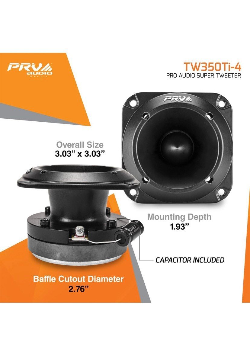 PRV AUDIO TW350Ti-4 Tweeters Tipo Bala para Audio de Coche - 240 Vatios, Tweeters de Titanio de 3x3 Pulgadas para Audio de Coche - Fácil de Montar (Par) - Imagen 5