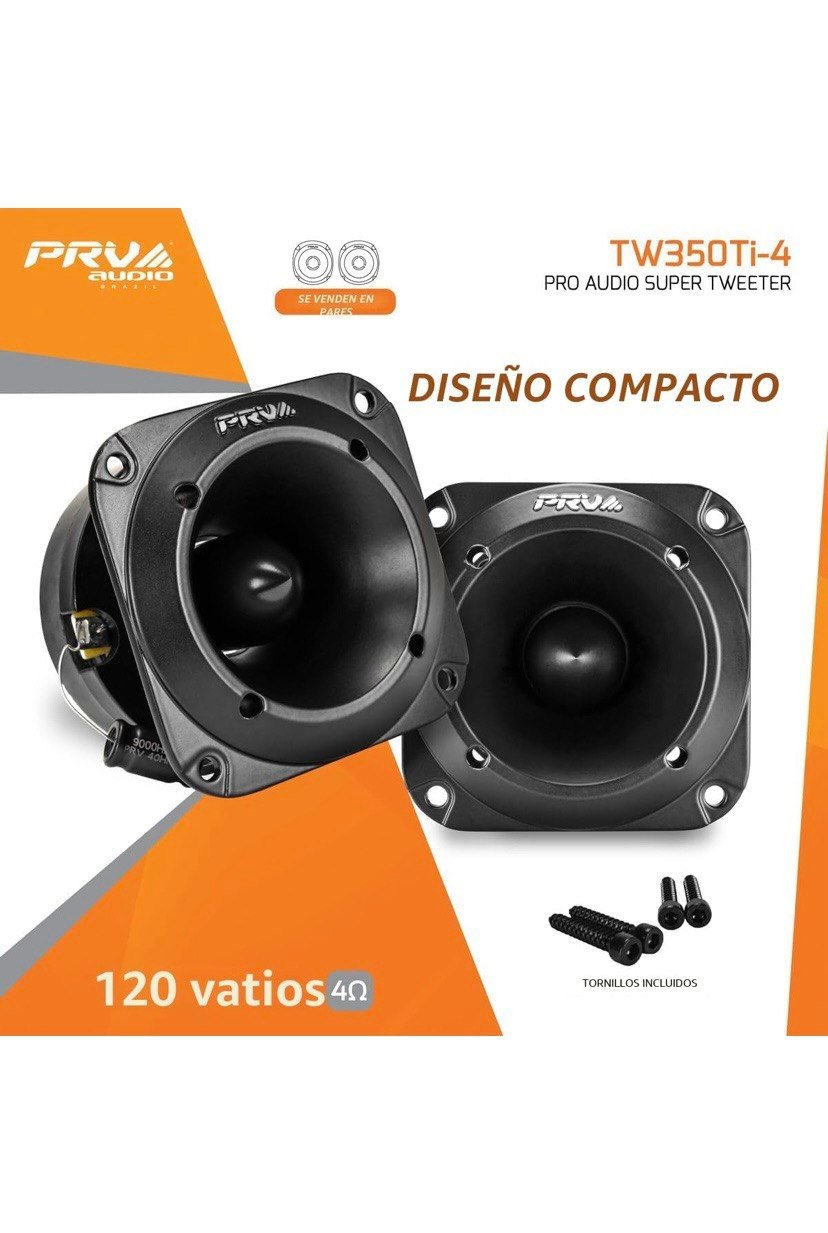 PRV AUDIO TW350Ti-4 Tweeters Tipo Bala para Audio de Coche - 240 Vatios, Tweeters de Titanio de 3x3 Pulgadas para Audio de Coche - Fácil de Montar (Par) - Imagen 2
