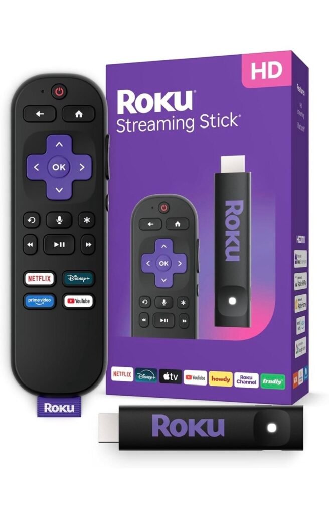 Roku Streaming Stick HD 2025 — Dispositivo de transmisión HD para TV con control remoto de voz Roku, TV gratis y en vivo Compact 4K Streaming Device for TV with Roku Voice Remote & Long-Range Wi-Fi - Free & Live Local News, Sports