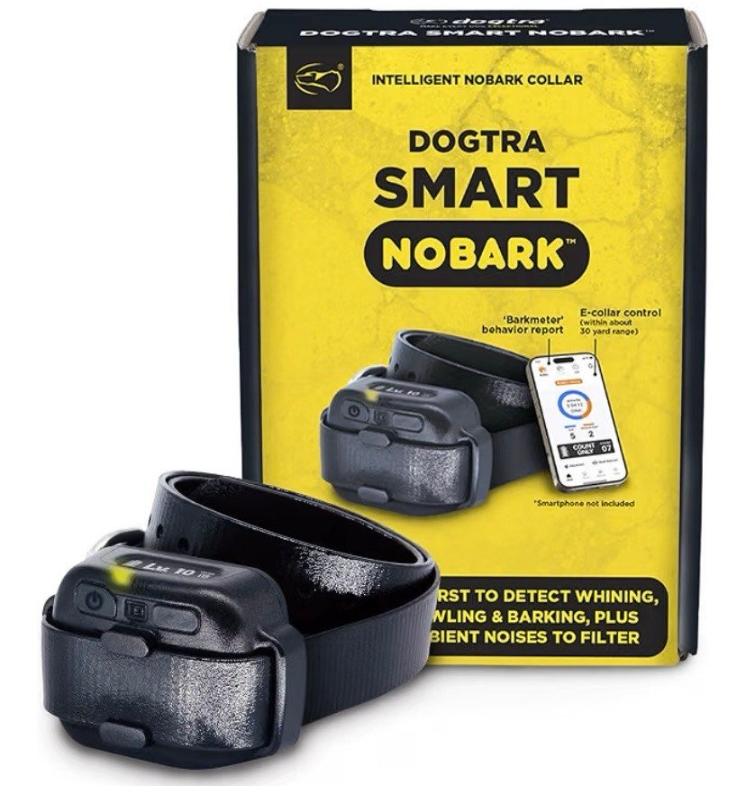 Patrón Liso Color SMART NO BARK E-Collar (Nueva Edición) Material Plástico, Silicona Marca Dogtra Tipo de cierre Hebilla Recomendación de la raza Se adapta a razas de perros pequeños a medianos a grandes de 10 libras en adelante, incluyendo Akita, Alaskan Malamute, Pastor australiano, Basset Hound, Belgian Malinois, Bernese Mountain Dog, Bloodhound, Border Collie, Boxer, Bullmastiff, Cavalier, Cane Corso, Chihuahua, Chow Chow, Cockapoo, Cocker Spaniel, Collie, Corgi, Dalm. atian und (Wiener Dog), Doberman Pinscher, Bulldog inglés, Springer Spaniel inglés, Bulldog francés (Frenchie), Spaniel francés, Pastor alemán, puntero alemán de pelo corto, Golden Retriever, Goldendoodle, Gran Danés, Grandes Pirineos, Setter irlandés (Red Setter), Labrador Retriever, Labradoodle, Maltipoo, Mini Schnauzer, Newfounder, Newfounder. Perro de la tierra (Newfi) e), Pomsky, Pomerania (Pom), Caniche, Pug, Rhodesian Ridgeback, Rottweiler, San Bernardo, Samoyedo, Shiba Inu, Shih Tzu, Husky siberiano, Mastín tibetano, Caniche juguete, Vizsla, Yorkshire Terrier (Yorkie) Se adapta a razas de perros pequeños a medianos a grandes de 10 libras en adelante, incluyendo Akita,… Ver más Precisión = Seguridad: Una secuencia avanzada de detección triple detecta y verifica con precisión ladridos y otros comportamientos, como lloriquear y aullar. El algoritmo filtra los ruidos ambientales y los movimientos generales, como sacudidas de la cabeza, para evitar correcciones accidentales. FÁCIL FÁCIL: Una aplicación gratuita permite un control conveniente (rango de 33 pies) de configuraciones de modo, comandos de collar electrónico, notificaciones de uso e informes de comportamiento de ladrido. La aplicación no es necesaria para operar el dispositivo. Una vez configurados los ajustes, el collar funciona de forma independiente. MODOS DE CORRECCIÓN: 1) Cuente solo ladridos, 2) Solo vibración del buscapersonas, 3) Niveles estáticos 1–10, 4) Modo de aumento automático que aumenta gradualmente la corrección hasta que el comportamiento se detiene. Los modos se pueden configurar directamente en el collar o a través de la aplicación (dentro de un rango de 33 pies). Diseño duradero: IPX9K impermeable, carga rápida USB-C y una batería recargable diseñada para un día completo de uso activo. Los puntos de contacto extraíbles proporcionan mayor comodidad y permiten su uso en modo de solo vibración, por lo que es una opción flexible para diferentes preferencias de entrenamiento. Informes de detección y comportamiento personalizables: ajuste la sensibilidad del sonido y la vibración para que coincida con el estilo de ladrido de su perro. La función Barkmeter proporciona información sobre el comportamiento durante las sesiones conectadas, lo que le ayuda a rastrear el progreso y refinar la capacitación según sea necesario. CONFIANZADO POR PROFESIONALES: Durante más de 45 años, Dogtra ha sido la elección de profesionales caninos y dueños de mascotas por igual para herramientas de entrenamiento confiables y de alto rendimiento, incluidos dispositivos antiladridos y disuasorios de corteza. Respaldados por décadas de experiencia y apoyo en Estados Unidos, estamos aquí para ayudarlo a entrenar con confianza en cada paso del camino