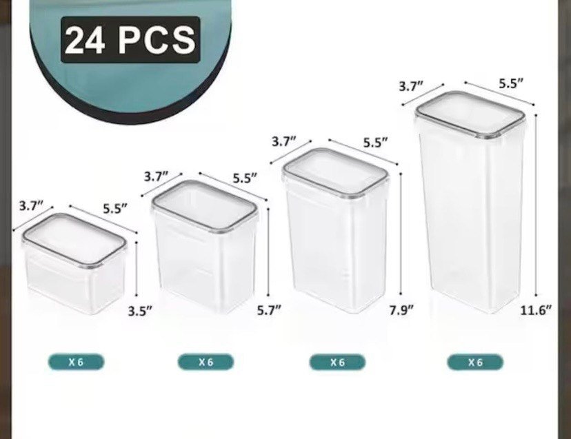 Set of 24 Clear Airtight Food Storage - Imagen 3