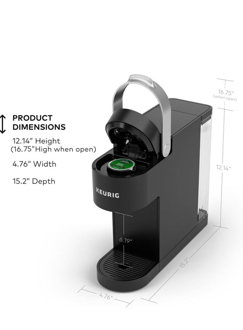 Keurig K-Slim CoffeeFeer, Brewer de café Single Stefer K-CUP POD, 8 a 12oz. Tamaños de preparación, negro Tecnología Multistream, 3 tamaños de preparación, diseño elegante, depósito extraíble
