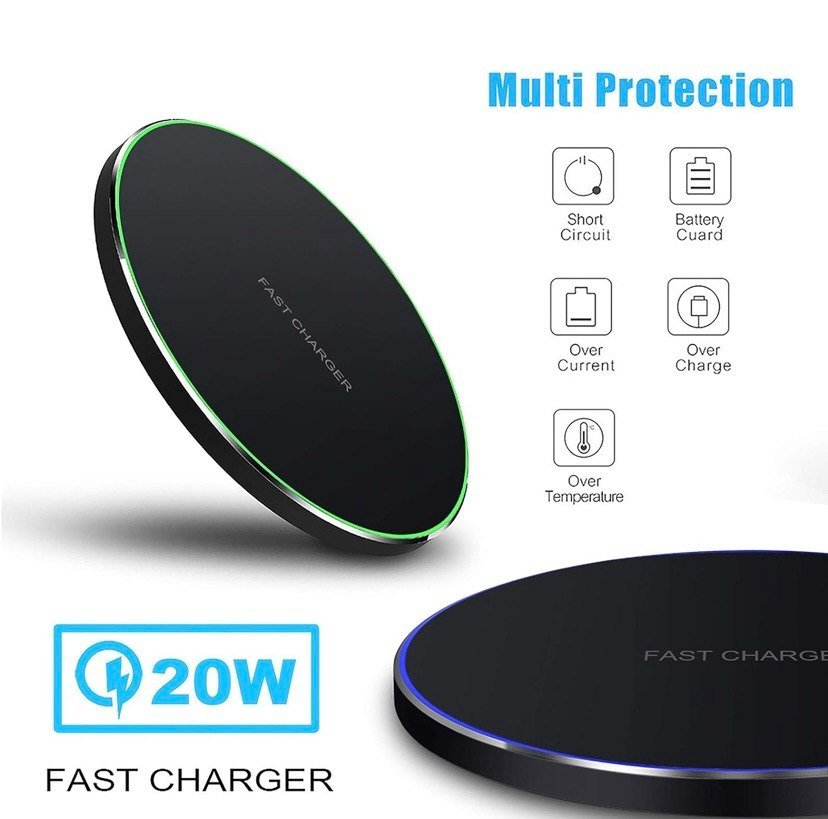 Almohadilla de carga inalámbrica rápida de 20 W, estación de carga inalámbrica para teléfono compatible con iPhone 17 Pro/16/15/14/13/12/11/SE/X/AirPods, carga rápida de 15 W para Samsung Galaxy S25  Metal Frame Design,[20W SUPER Fast Charging] Wide Compatible with iPhone 17-11/Airpods,Samsung Galaxy/Buds,LG/Pixel -Black