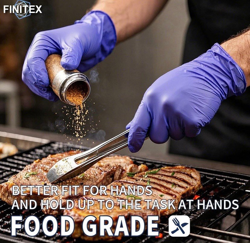 FINITEX Guantes de examen de nitrilo azul hielo, sin polvo, 1000 guantes de limpieza médica y del hogar - Imagen 3