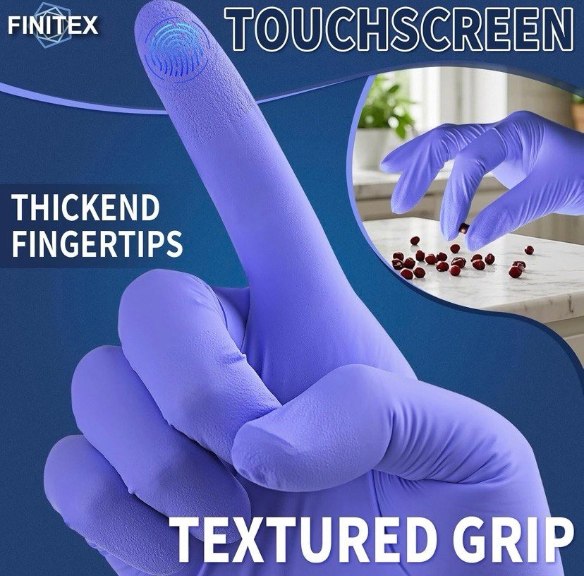 FINITEX Guantes de examen de nitrilo azul hielo, sin polvo, 1000 guantes de limpieza médica y del hogar - Imagen 4