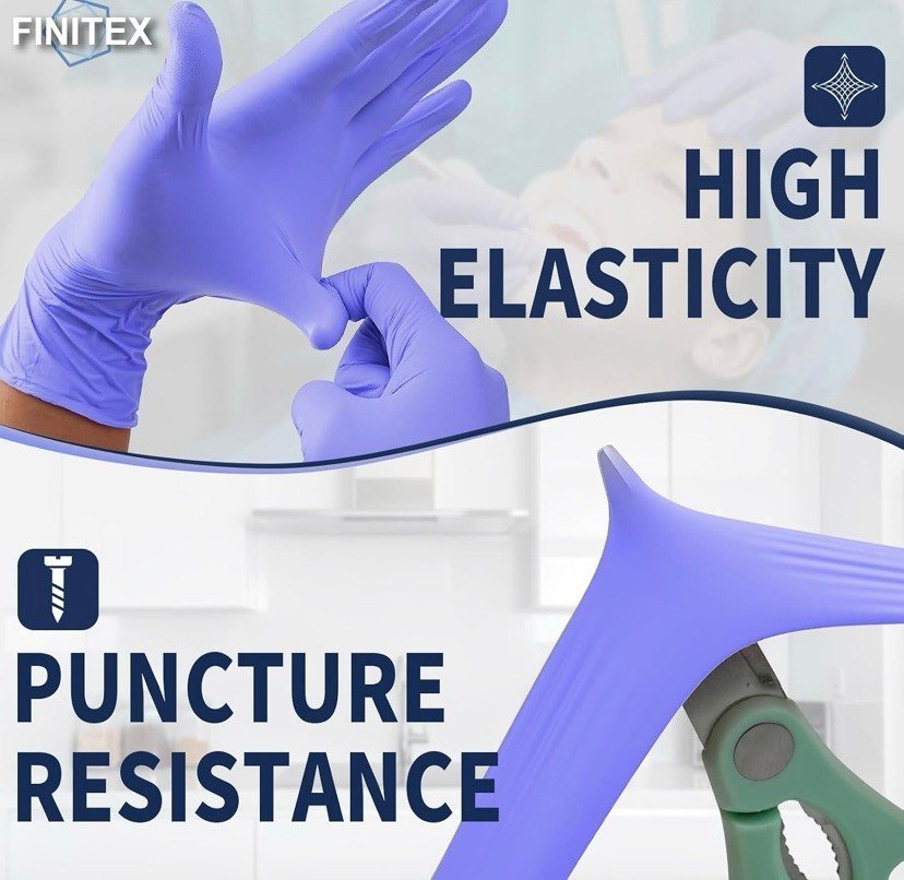 FINITEX Guantes de examen de nitrilo azul hielo, sin polvo, 1000 guantes de limpieza médica y del hogar - Imagen 6