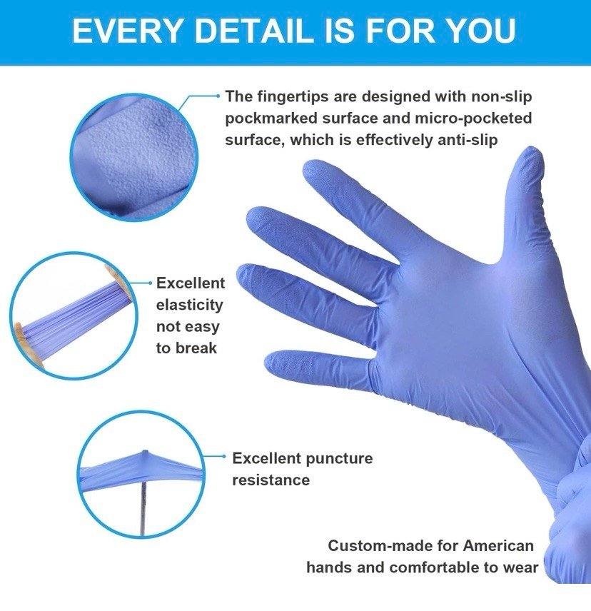 FINITEX Guantes de examen de nitrilo azul hielo, sin polvo, 1000 guantes de limpieza médica y del hogar - Imagen 8